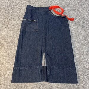 Arthur Artsy Original Denim Front Slit Hip Cutout Skirt with Waist Belt